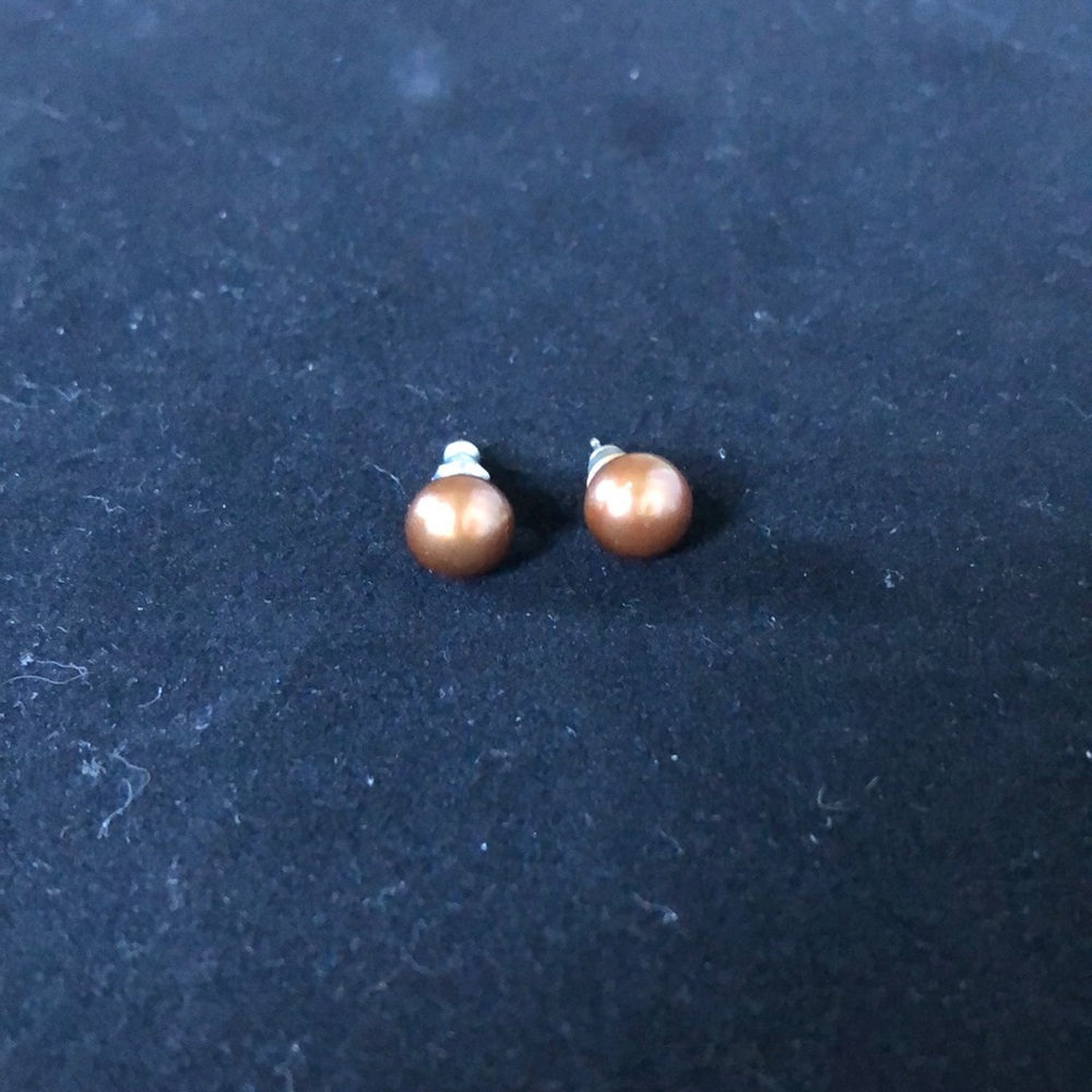 Coffee colored freshwater pearl studs